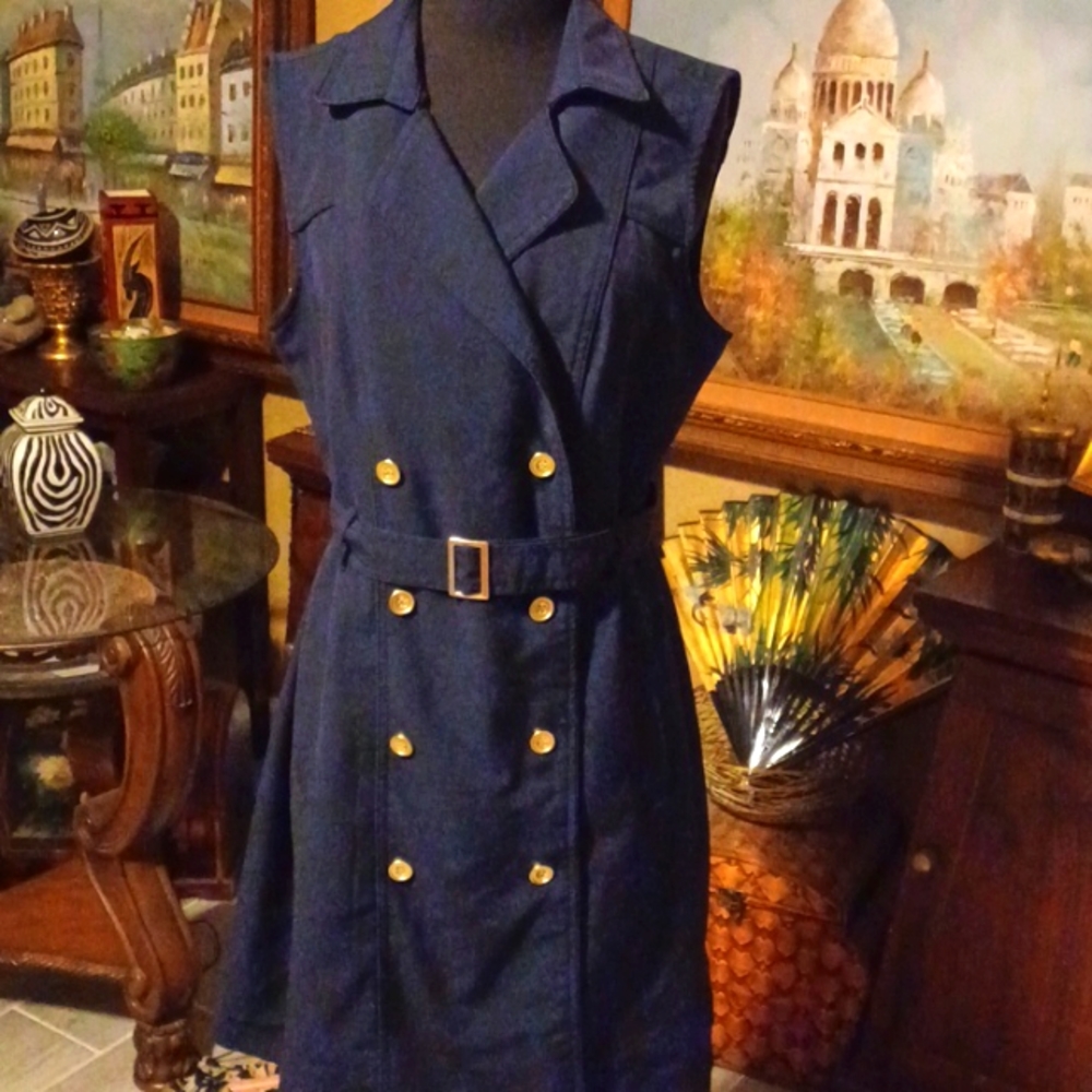 Sharagano Navy Jet Settee Dress